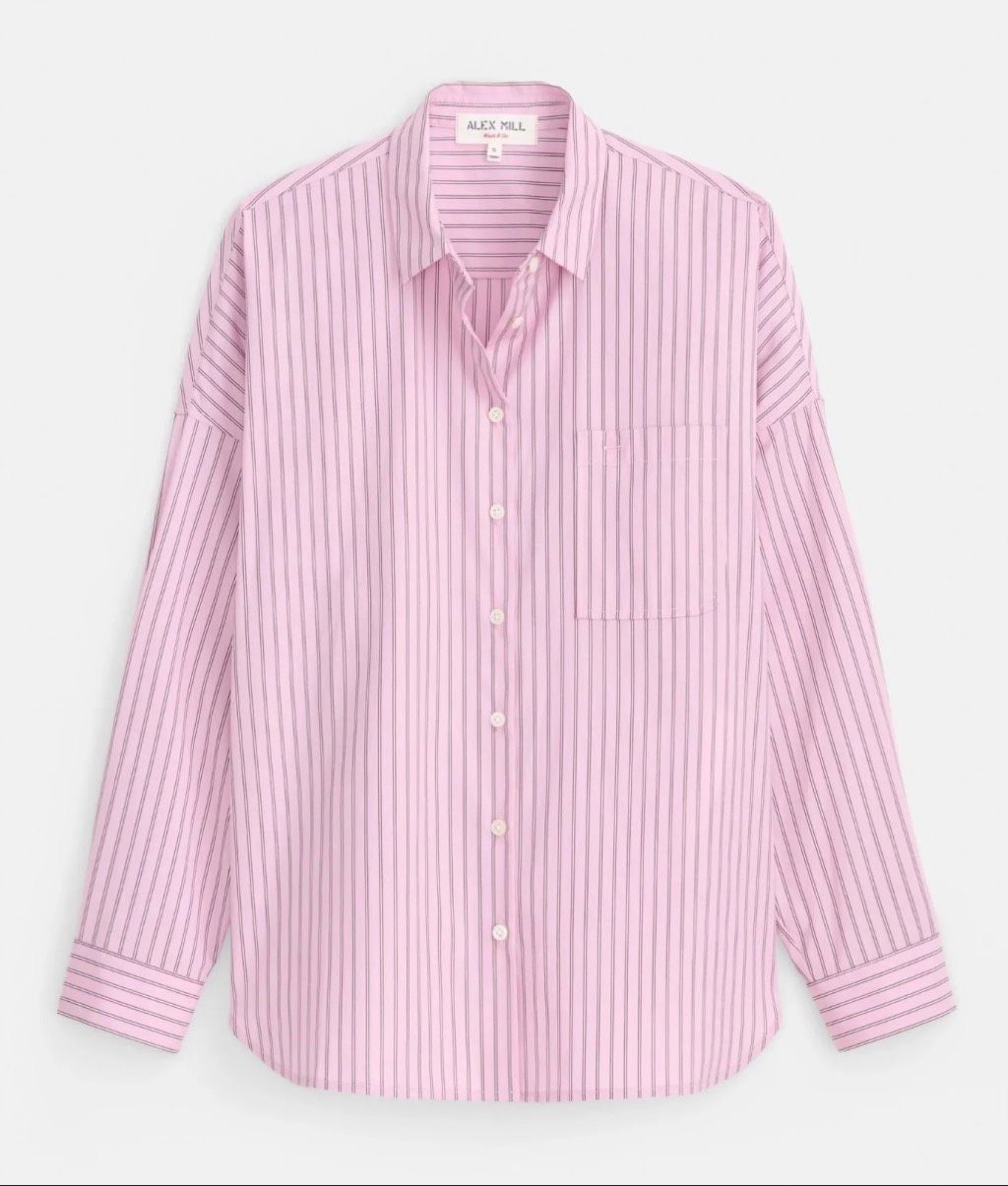 Alex Mill Jo Shirt In Stripe Cotton Poplin Pink Stripe Xs , A38 — image 4 of 8